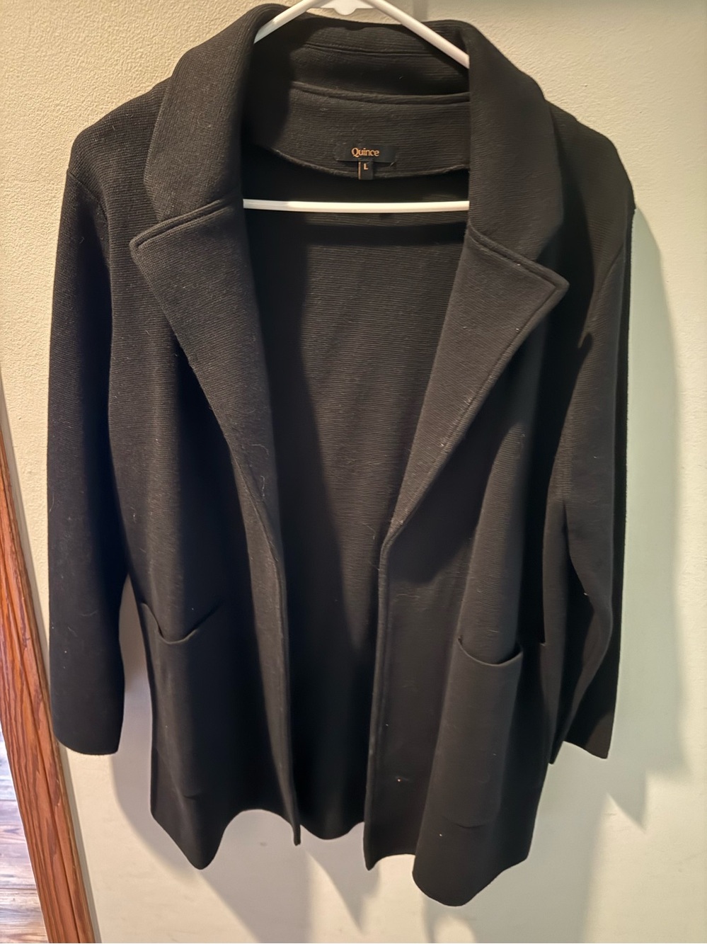 Quince Black Open-Front Blazer Jacket